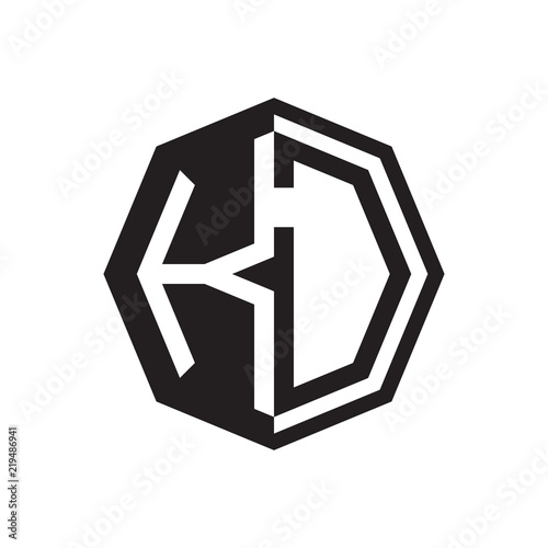 two letter KD octagon negative space logo