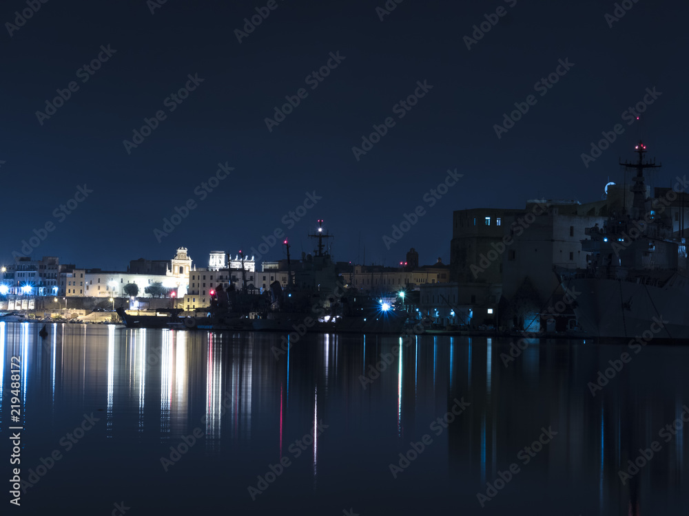 night view of the port of brindisi