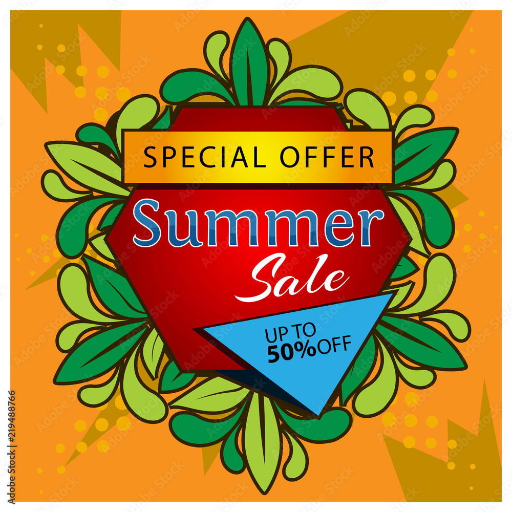 Obraz premium Summer sale banner. designs for posters, backgrounds, cards, banners, stickers, etc