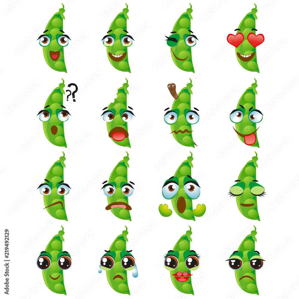 Peas Emoji Emoticon Expression. Funny cute food Stock Vector Adobe Stock