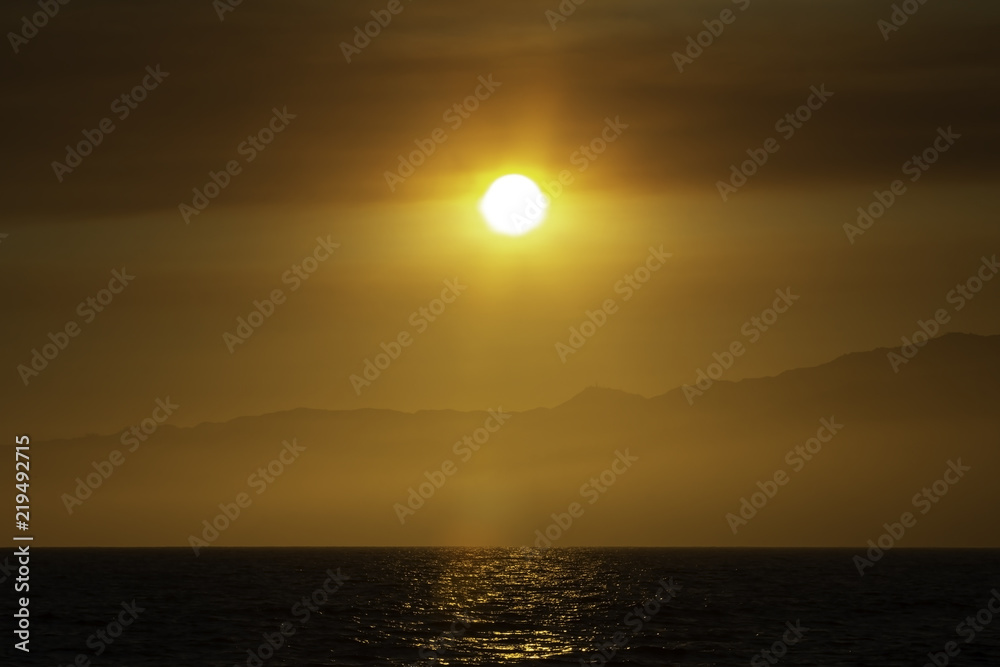Scenic sunset in Santa Monica beach California