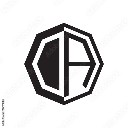 two letter OA octagon negative space logo