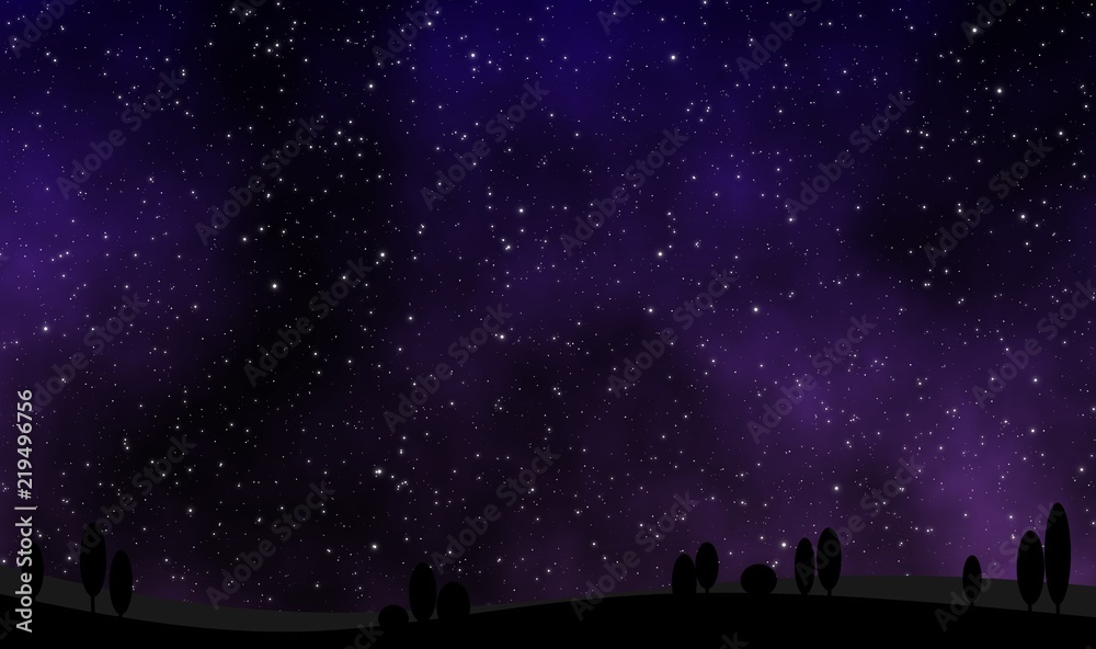 Fototapeta premium Night sky view with many stars illustration design background