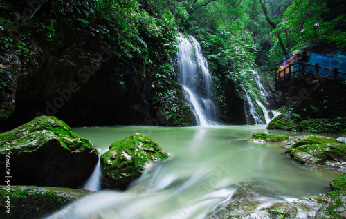 The stream in the valley is constantly flowing and the environment is quiet, in Chongqing, China.