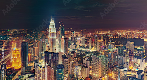 Kuala Lumpur skyline aerial night view