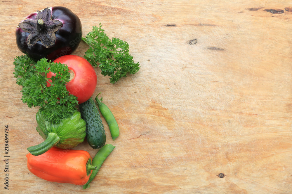 vegetables on wooden table