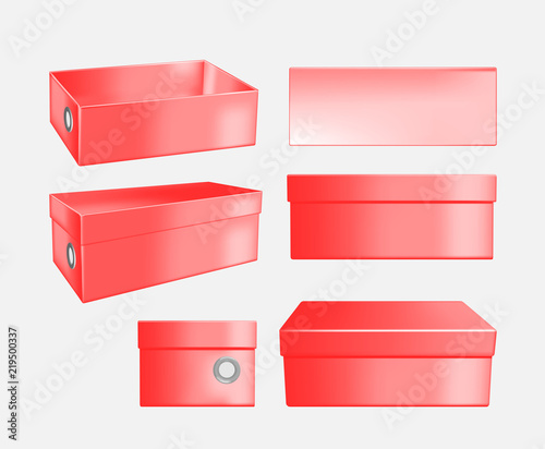 Red cardboard shoe box