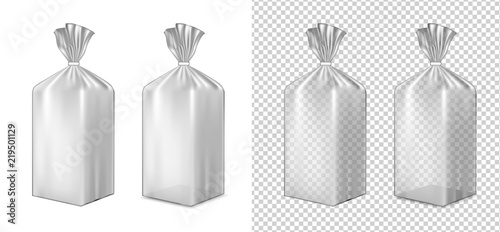 Black transparent packaging. Sachet for bread, coffee, sweets, cookies and gift