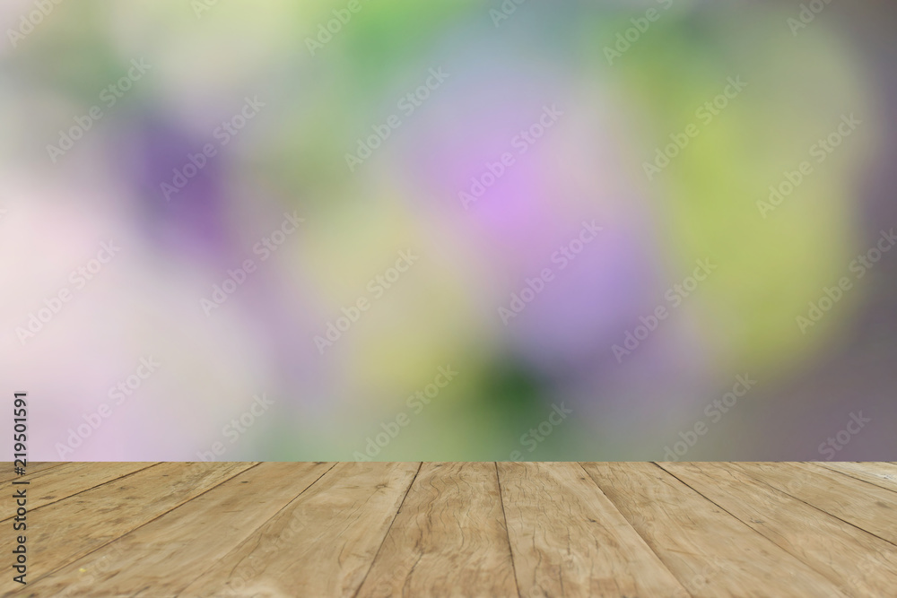 Empty top wooden table on blur soft background usd your product Empty top wooden table on blur soft background usd your product