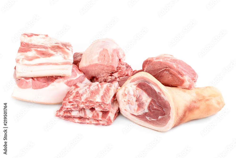 Raw pork meat isolated on white background. Raw pork meat isolated on white background.