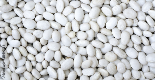 Grains of white beans close-up.