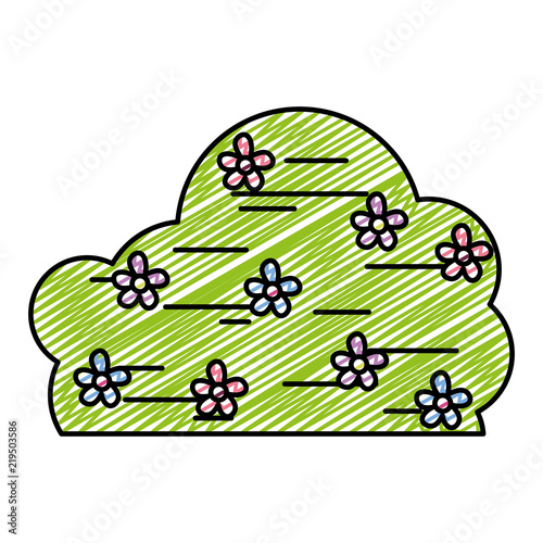 doodle spring bush plant with flowers style