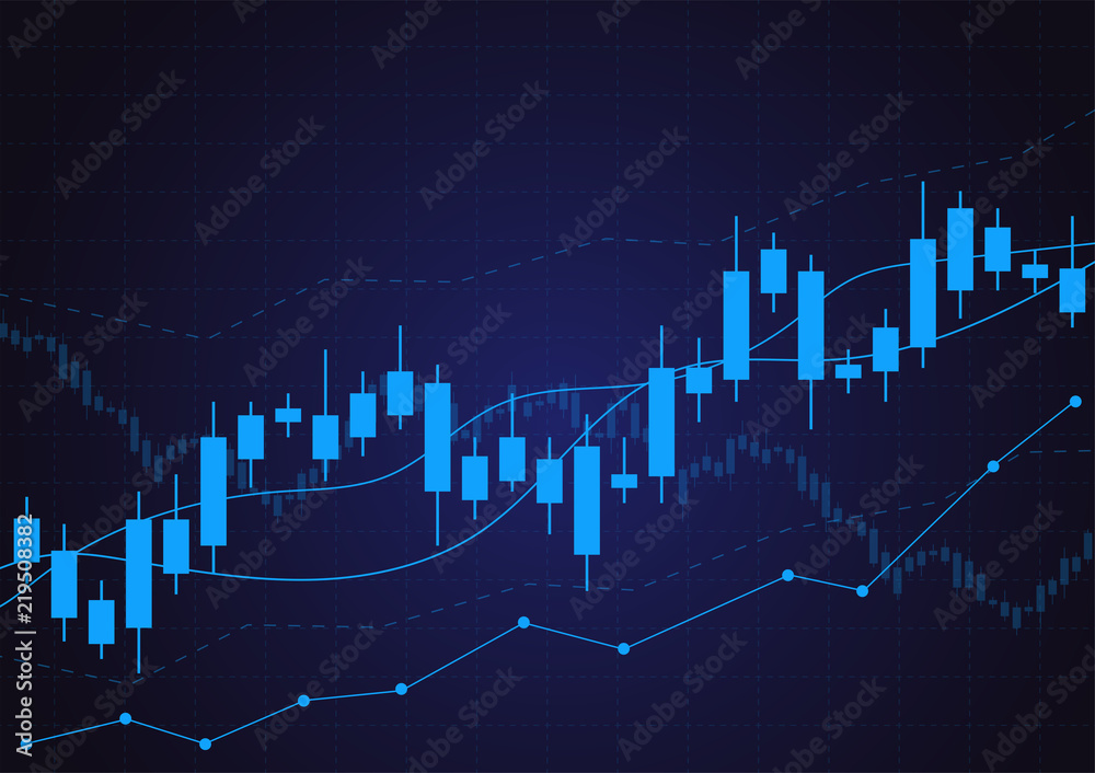 Business candle stick graph chart of stock market investment trading on dark background design. Bullish point, Trend of graph. Vector illustration Business candle stick graph chart of stock market investment trading on dark background design. Bullish point, Trend of graph. Vector illustration