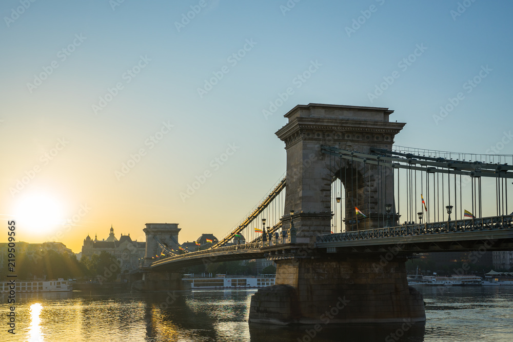 Obraz premium Chain Bridge of Budapest in Hungary.
