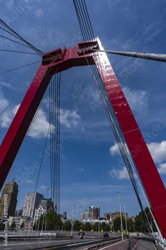 Skylinne with Willems Bridge in Rotterdam photo