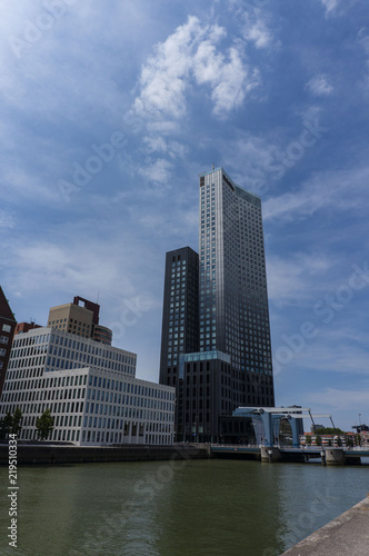 Modern architecture downtown in d 'Kop van Zuid' neighbourhood in Rotterdam