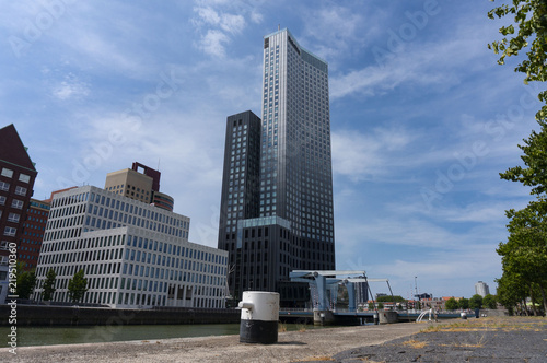Modern architecture downtown in d 'Kop van Zuid' neighbourhood in Rotterdam
