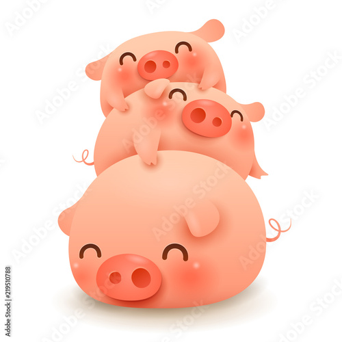 Pig pile. Three little pigs. Chinese New Year. The year of the pig. 
