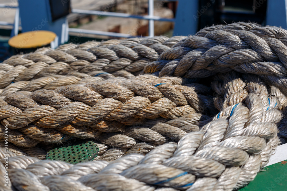 twisted ship's rope lying on the deck
