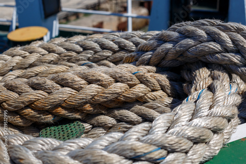 twisted ship's rope lying on the deck