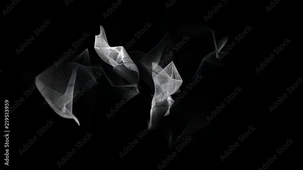 4k Abstract flowing creative wire mesh scifi art line ribbon weaving background.