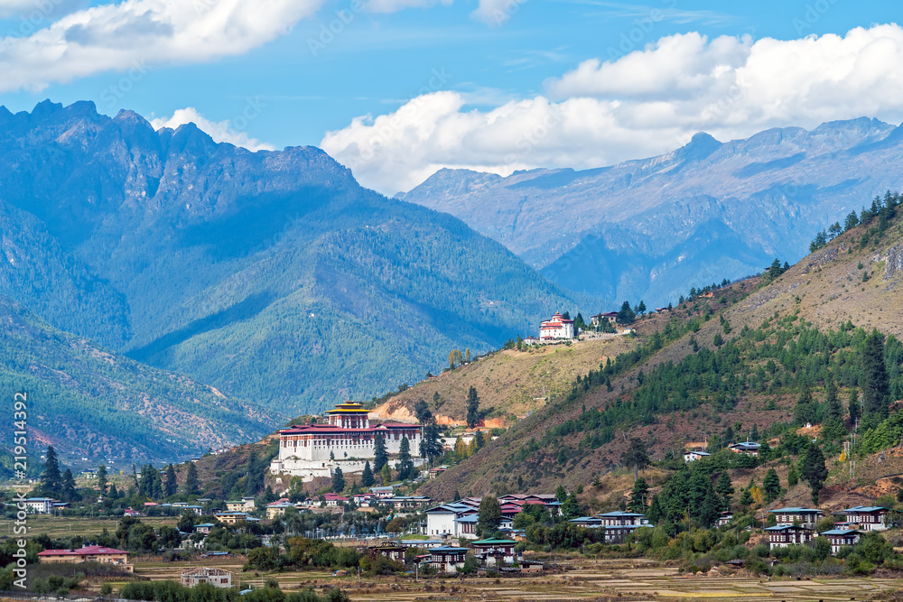 Paro Rinpung Dzong - Bhutan. It houses the district Monastic Body and government administrative offices of Paro Dzongkhag