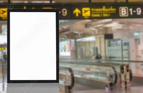 Blank billboard posters in the airport,Empty advertising billboard at aerodrome.