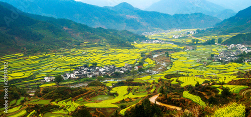 Rural landscape in wuyuan county, jiangxi province, china. photo