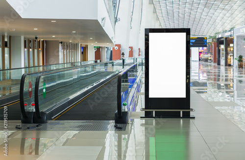 Blank billboard posters in the airport,Empty advertising billboard at aerodrome.
