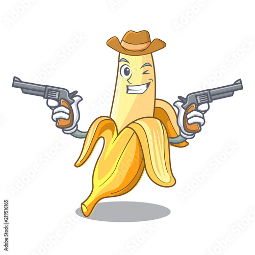 Cowboy ripe banana isolated on character cartoon