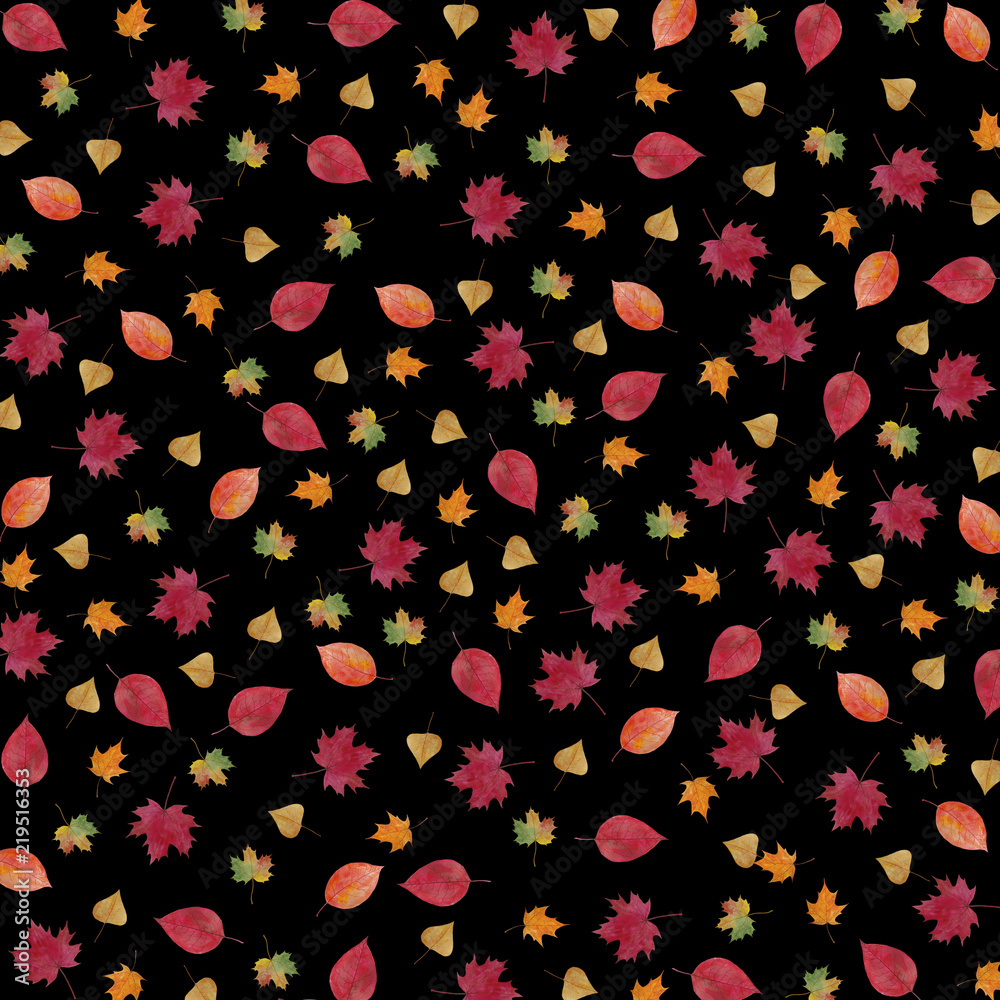 Pattern of autumn leaves watercolor Pattern of autumn leaves watercolor