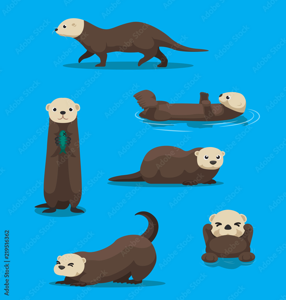 Cute Sea Otter Cartoon Vector Stock Vector | Adobe Stock