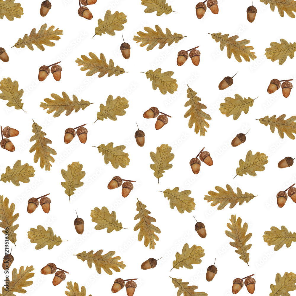 Obraz premium Pattern of autumn leaves watercolor