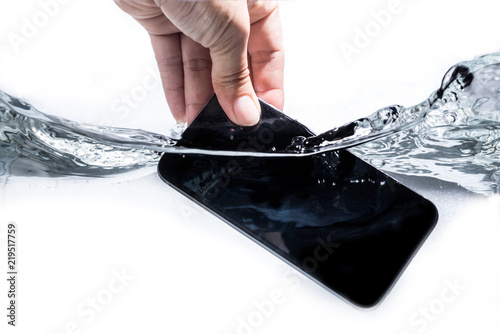 Smart phone drop in water.