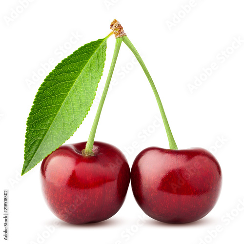 cherry, clipping path, isolated on white background, full depth of field