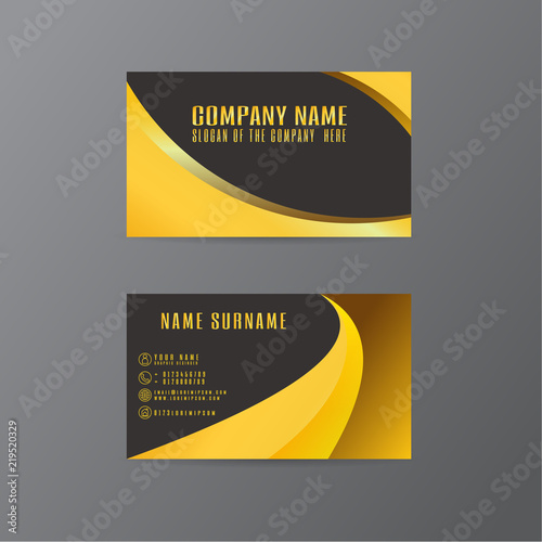 vector Creative leaf business card gold and black design of text on Gray background