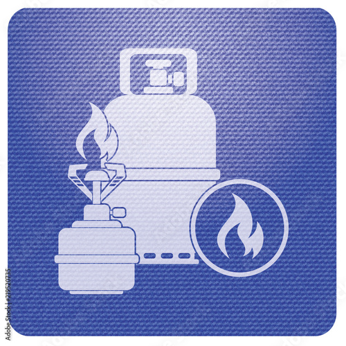 Camping stove with gas bottle icon