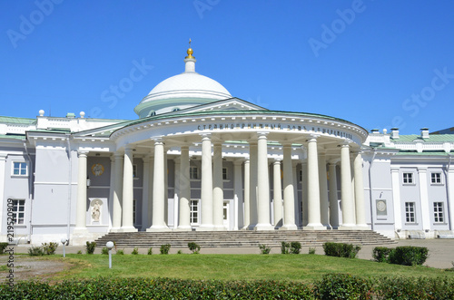 Russia. Bolshaya Sukharevskaya square, house 3, building 1. Sheremetev's hospital in sunny weather in Moscow. 1810 year built