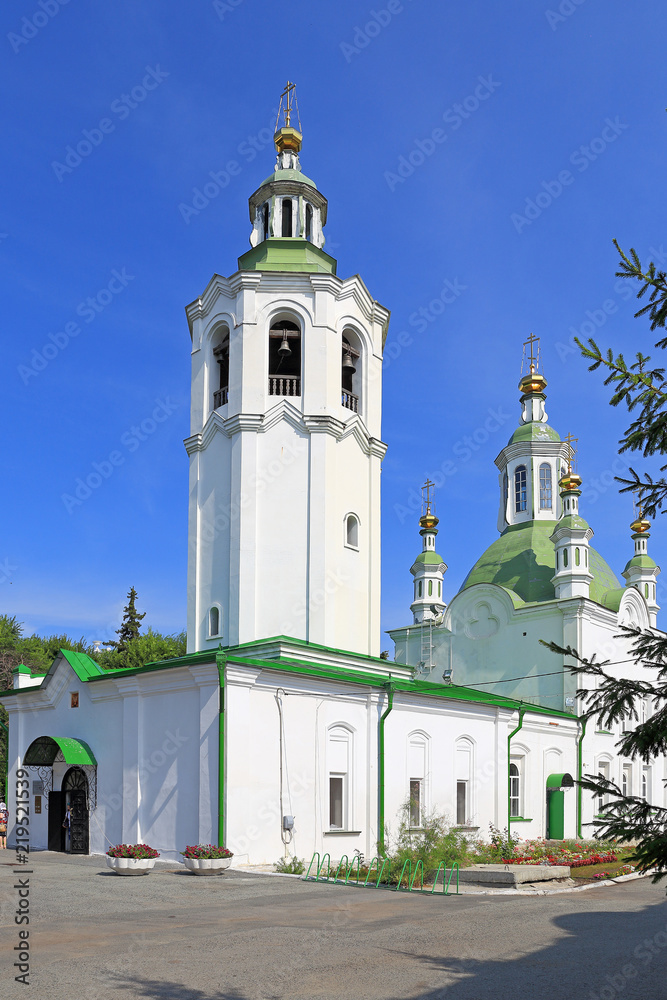 The temple in honor of the exaltation of the precious and life-giving cross of the Lord on a Sunny summer day in Tyumen