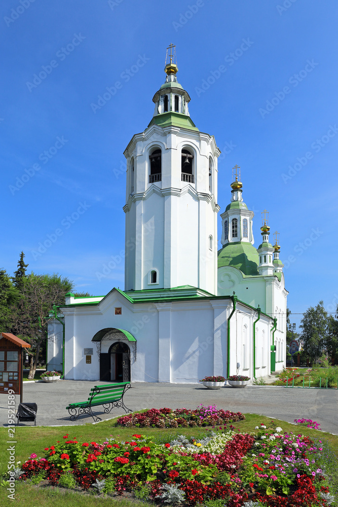 The temple in honor of the exaltation of the Holy cross a summer's day in Tyumen