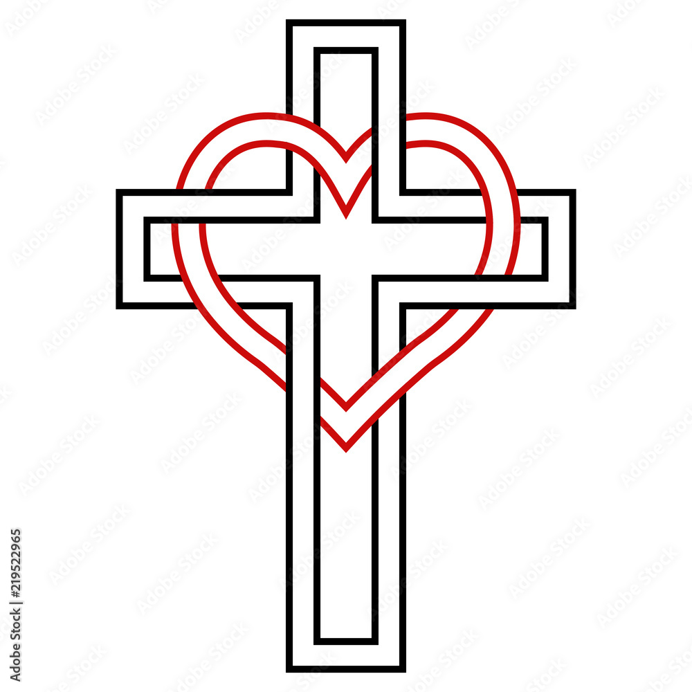 Intertwining of the heart and Christian cross, vector symbol of faith and  love to God. Christian symbol Stock Vector | Adobe Stock