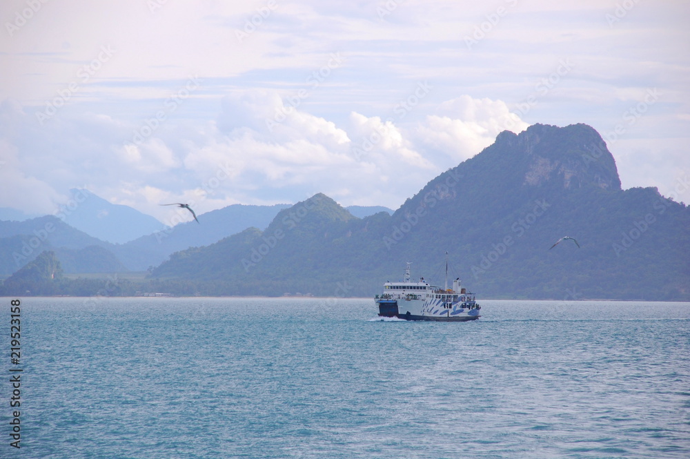 Seascape and boats in Koh Phangan in Thailand