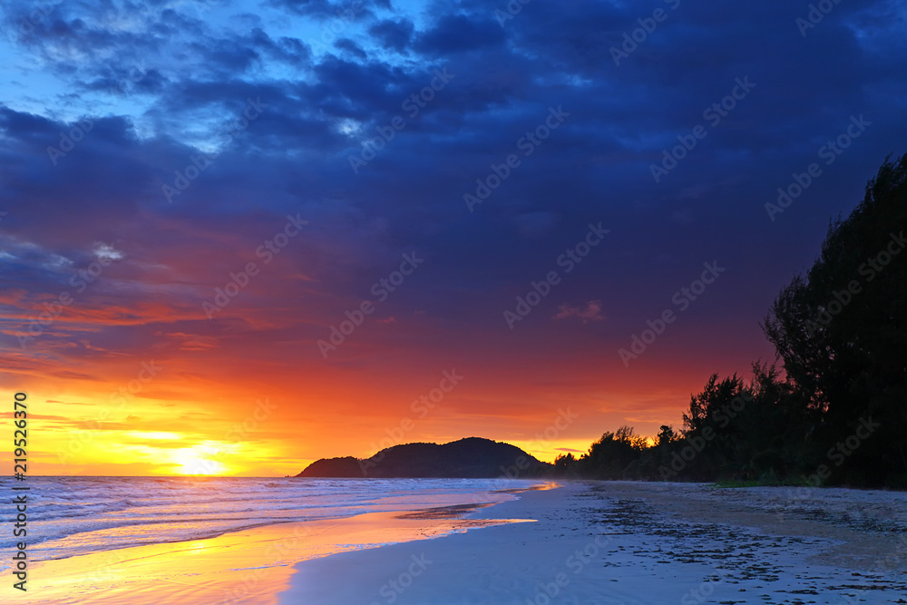 Beach sunset, Beautiful natural summer seascape, Eastern of Thailand
