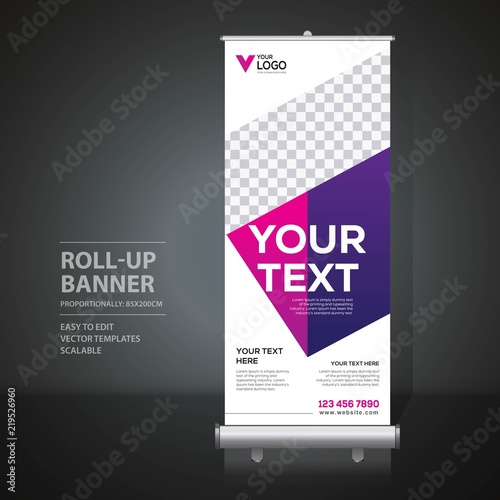 Roll up banner, pull up banner, x-banner, modern vertical new vector design template