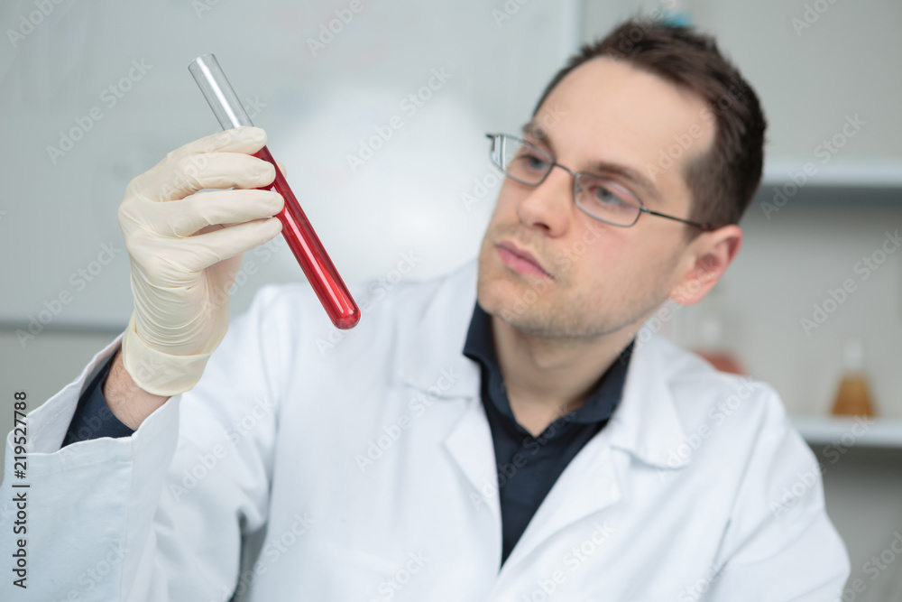 researcher at work in a laboratory with a blood pipette researcher at work in a laboratory with a blood pipette