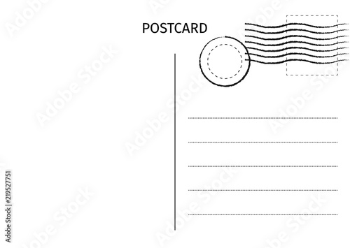 Postcard. Postal card illustration for design. Travel card design. Postcard isolated on white background.
