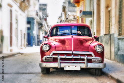Old classic car in Habana city with blur effect © javier