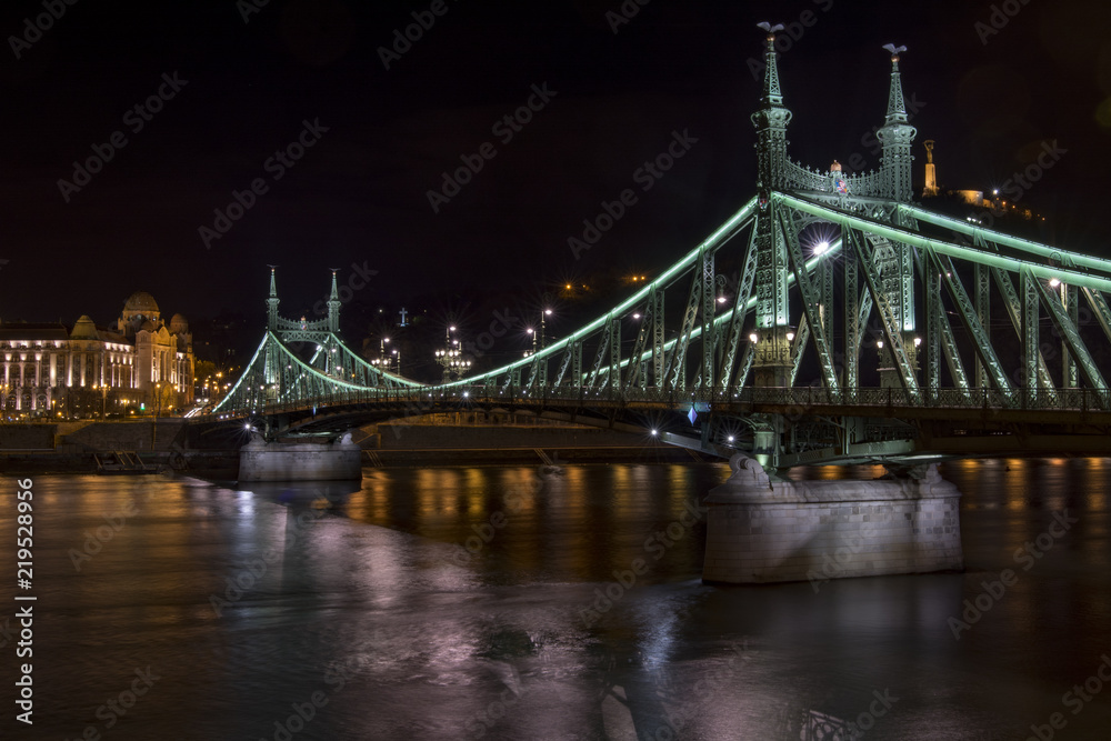 Obraz premium Freedom bridge in Budapest with nightview