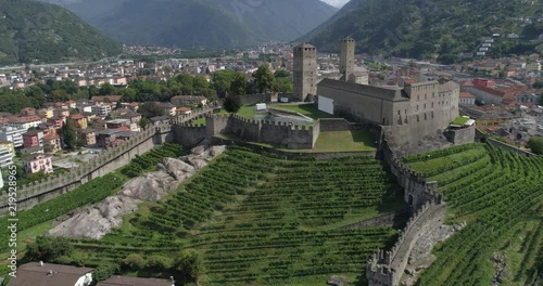 Bellinzona - turn around castle - Aerial 4K photo