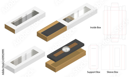 luxury watch sleeve box mockup dieline template